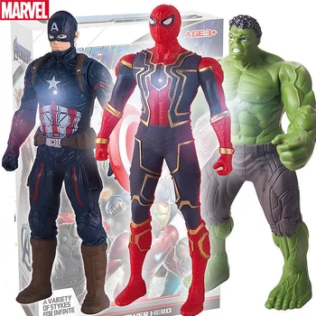 17 см Фигурки на Героите на Marvel Spiderman Хълк Железния Човек PVC Отмъстителите Светещи Кукли Колекция от Играчки Коледен Подарък