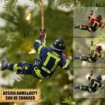 1бр Персонализирани Коледен Пожарникар Висулка Коледно Дърво за Украса на Дома Творчески Огън Периферна Автомобил Висулка
