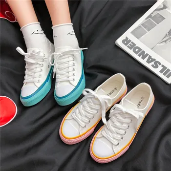 2020 нови продукти класически универсални парусиновые обувки с ниско деколте корейската версия на тренд малка бяла тъкан дамски обувки
