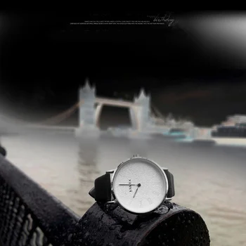 2022 Дамски подарък часовник с тънък корпус Enmex прост дизайн кожа кратко лицето посеребрение кварцов модерен ръчен часовник