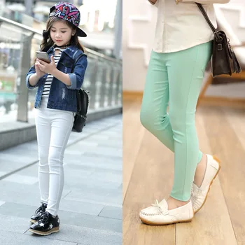 2022 Пролетно-есенен детски Панталони за момичета, Модни Разтеглив Тесни Панталони в ярки цветове, Детски дрехи за момичета 110-160 см