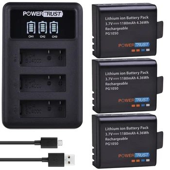 3 бр. 1180 ма PG1050 Батерия + Led 3 слота за USB Зарядно За SJCAM SJ4000 M10 SJ5000 SJ5000X За EKEN H9 H9R H8R H8 GIT PG900