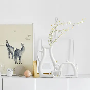 3 бр./компл. Скандинавска модерна ваза украса креативна хол, кабинет украса на кабинета керамична ваза с цветя кана ваза WY60321