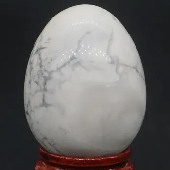 30х40 мм Естествен Камък Бял Хаулит Бяла Сфера Яйце Изцеление Рейки Занаяти Стоун Масаж Упражнение За Пръстите