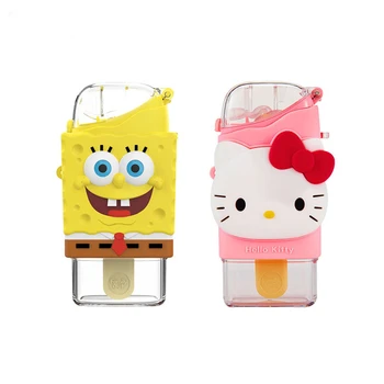 380 мл Sanrio Hello Kitty Слама Делото Чаша За Вода Поничка С Плодов Сладолед Творчески Карикатура Бутилка За Хранене на Бебе Преносими Чаши
