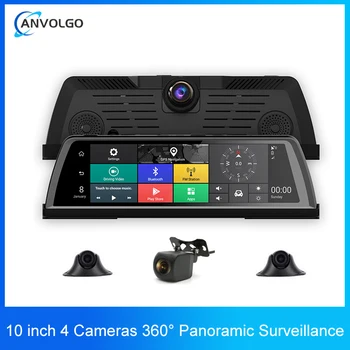 4 Фотоапарат 10 инча Android Автомобилен GPS навигатор 4G WiFi Видео Дистанционно наблюдение вътре/отвън колата един dashcam DVR