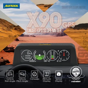 AUTOOL X90 GPS HUD Автомобилният Цифров Измерител на Наклона на измерване на Скоростта на Suv-Ъгъл на Наклона на Транспортир Широчината на Главата Дисплей