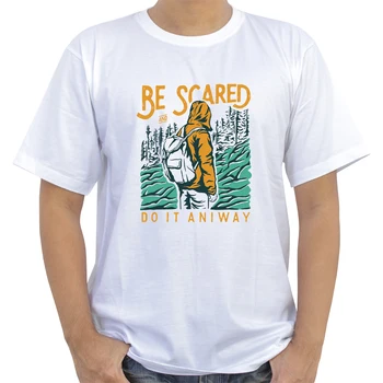 Be Scared Бяла Тениска За Мъже С Къс Ръкав И Кръгло Деколте, Летни Графични Потници, Тениски, Camiseta Hombre, Приемаме Индивидуална Мъжки Дрехи 0