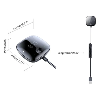 Bluetooth съвместим FM предавател 5.0 за кола, Безжичен адаптер FM радио, Музикален плеър, FM трансмитер, Високоговорител 2