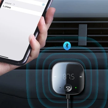 Bluetooth съвместим FM предавател 5.0 за кола, Безжичен адаптер FM радио, Музикален плеър, FM трансмитер, Високоговорител 5