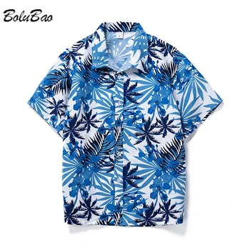 BOLUBAO 2022 Летни Нови Мъжки Хавайски Ризи с Принтом, Модерна Риза с Къси Ръкави, Плажни Ризи За Сърфиране, Мъжки