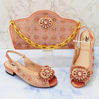doershow/ нови модни обувки и чанта в африканския стил, комплект розови италиански обувки и чанти в тон, нигерийская дамски парти! СГХ1-9