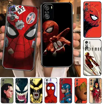 Iron Man, spider-Man Калъф За Телефон Xiaomi mi 11 pro Lite Ultra 10s 9 8 MIX 4 ПЪТИ 10T 5g Черна Силиконова Делото