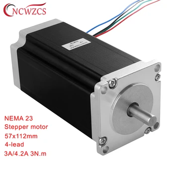 NEMA23 стъпков двигател 57x112 мм 4-оловен 3A/4.2 A 3N.m/Nema 23 двигател 112 мм 428Oz-in за 3D-принтер за гравировально-смилане на струг с ЦПУ