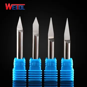 Weitol Инструмент за гравиране на метал, N 5 бр./лот 6 мм V-образна форма, с кръгло дъно Карбидные Гравиране бита за печатни платки Фреза с ЦПУ Инструмент 10 градуса 0,1 мм