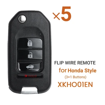 Xhorse XKHO01EN Кабелен Отдалечен Ключ Авто Дистанционно Умен Ключодържател Флип 3 + 1 Бутон За Honda Тип За VVDI Ключов Инструмент 5 бр./лот 2