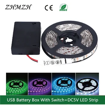 ZHMZH 2 Комплекта USB Батерията Отделение с ключа + DC5V Led Лента 50 см, 1 м на 2 М За Фоново осветление на ТЕЛЕВИЗОРА Водоустойчиви или Не е водоустойчив