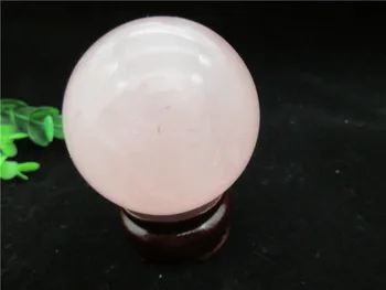 ААА + натурален прозрачен Розов кварц кристална топка фън шуй топка Азия мода късмет топката Скъпоценен Камък Crystal Декорация на Дома, + поставка