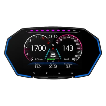 Авто HUD OBD2 GPS 4-инчов Централен дисплей на Предното Стъкло на Автомобил Скоростомер Крадец Аларма за Температурата на Водата Масло Превишена Скорост Диагностика