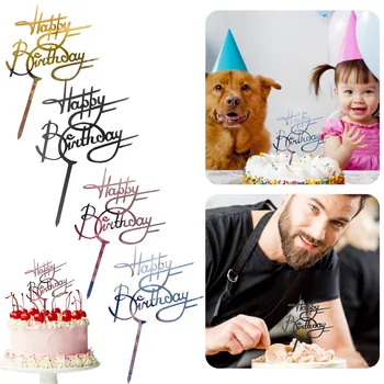 Акрилни Вложки За Торта Творчески Честит Рожден Ден Акрилни Топперы За Торта На Сватбата На Детски Украса За Тортата За Рождения Ден На Поставяте Картички