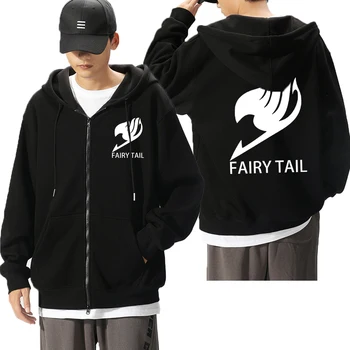 Аниме Hoody Fairy Tail Блузи С Качулка На Цип Harajuku Hoody С Дълъг Ръкав Качулки Черни Пуловери Унисекс За Мъже Жени Плат 3