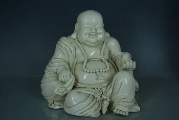 Антични порцеланова статуетка ръчно изработени, скулптура на Белия си смях Буда Дэхуа # 20,, Ръчно изработени, на най-добрата колекция и украса, безплатна доставка