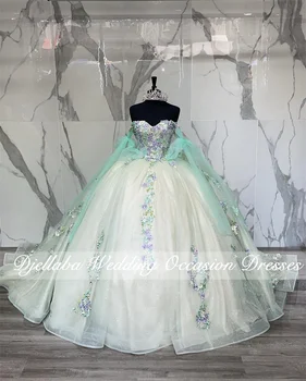 Бална рокля Буйни Рокли 2023 С Открити Рамене 3D Цвете Мило 16 рокля Вечерна Рокля За рождения Ден на Дантела Vestidos De 15 Años