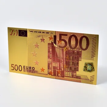 Банкноти от Цветен златно фолио на стойност 500 евро с плик е от златно фолио