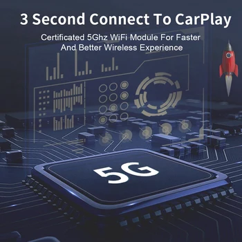 Безжичен адаптер CarPlay за автомобилна стерео с USB, Щепсела и да играе в продължение на 3 секунди, без да махате радио Подкрепа, 5G 3