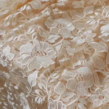 Висококачествена абрикосовая мека mesh материя с растителен цветна бродерия плат Рокля, пола аксесоари за рокли материал