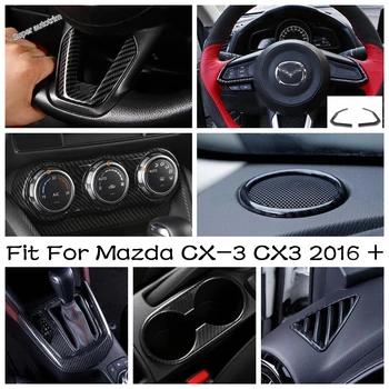 Вътрешно волан от въглеродни влакна/Панел Кутии за смяна на предавките/Тампон за притежателя Чаша вода За Mazda CX-3 CX3 2016-2020