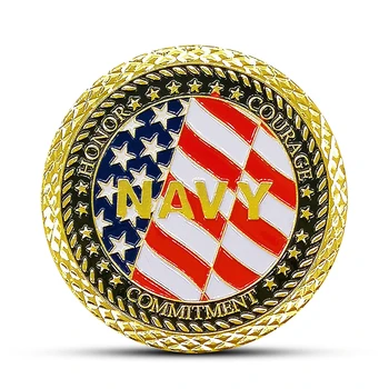 Вызовная Монета Ветеран ВоенноМорского флота на САЩ Позлатен Метален Икона Айде Колекция от Монети Изкуство
