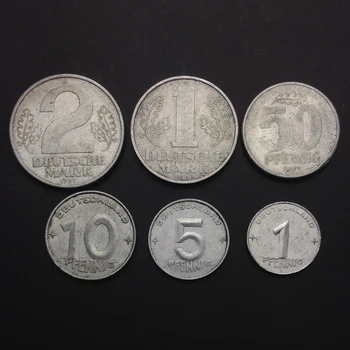 Демократична Германия 1952-63 Комплект от 6 Монети Оригиналната Истинска Истински автентичен Монета Европейския Коллекционный Подарък UNC