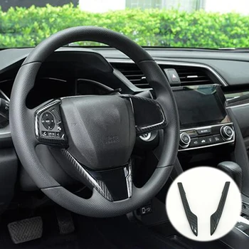 За Honda Civic 10th 2016-2018 ABS Въглеродни влакна Бутон на Волана на Колата рамка Защитно покритие Аксесоари за стайлинг на автомобили 2 бр.