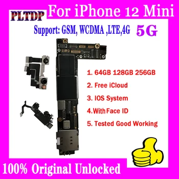 За iPhone 12 MINI Добра Работа на дънната Платка, без или с подкрепата на Face ID Ъпгрейд на системата, 5G и 4G Чисто iCloud, Подмяна на плоча 128 GB