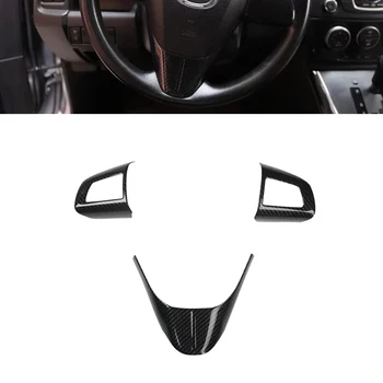 За Mazda 3 2011-2015 3 бр. Автомобилен Интериор на Кутията на Волана Покритие От Въглеродни влакна ABS Аксесоари За Полагане на Автомобили