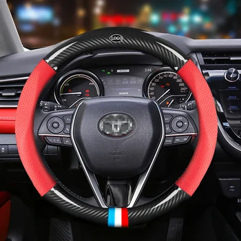 За Toyota Vios Yaris Camry, Corolla Altis Mark X Crown Rav4 Автомобили Покриване на Волана, изработени От Въглеродни Влакна 38 см Аксесоари за интериора