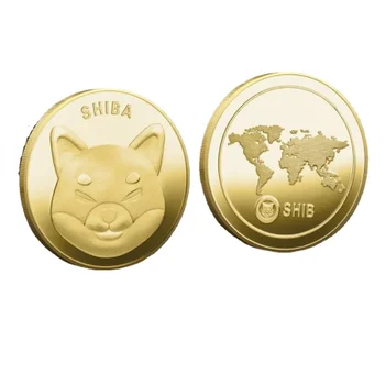 Златна и сребърна възпоменателна монета SHIBA SHIB Монети на САЩ с железен покритие, подаръци за Бродерия, Златна монета и една сребърна монета