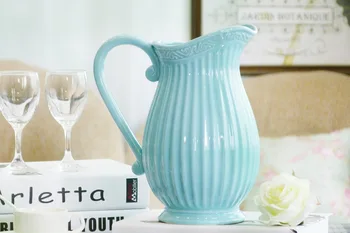 Има E синьо-шарени керамична ваза, саксия за цветя занаятчийски декорация на Римски костен порцелан ваза, саксия бутилки