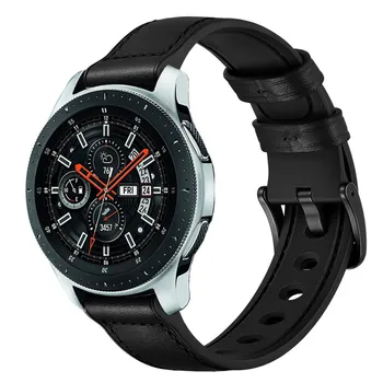 Кожа + силикон каишка за Huawei watch 3/Samsung Galaxy watch/Active 2 Мъжки/Женски взаимозаменяеми гривна, каишка за Amazfit GTR