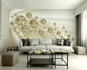 Модерни, абстрактни 3d стенописи златната топка 3d стенни хартия за декорация на дома, 3d и стенни тапети за стени papel de parede 3d