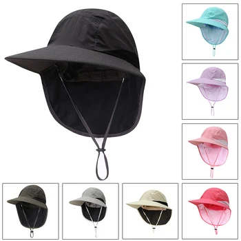 Мъжка лятна UV-защита на Риболов шапка с широка периферия, дишаща мрежа на открито, риболов, алпинизъм туризъм Слънцето шапка с врата клапа 