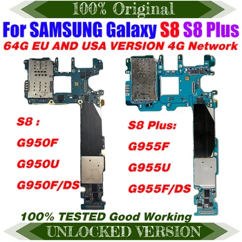 Напълно Работещ Оригинален Отключени За Samsung Galaxy S8 Plus G955F G955FD G955U S8 G950F G950FD 64 GB дънна Платка Логика платка MB