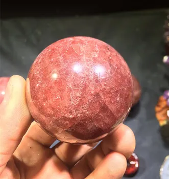 Натурален ягодово кристална топка кварцов изцеление. Квадратен съвет. Чакра. Дърворезба. Коледен подарък 1