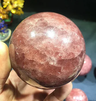 Натурален ягодово кристална топка кварцов изцеление. Квадратен съвет. Чакра. Дърворезба. Коледен подарък 4