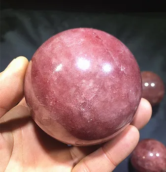 Натурален ягодово кристална топка кварцов изцеление. Квадратен съвет. Чакра. Дърворезба. Коледен подарък 5