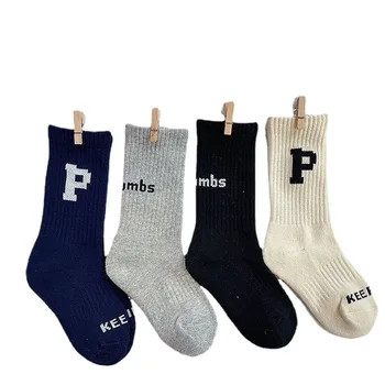 Нови Есенно-Зимни Дамски Спортни Чорапи, Дишащи Модни Бели Чорапи С Надпис, Комплект Ежедневни Топли Чорапи Със Средна Дължина За Момичета