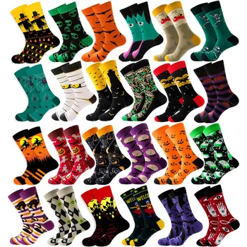 Нови чорапи с герои от анимационни филми за мъже и жени на есента и Зимата, мъжки чорапи за Хелоуин, Тиква Череп, Дамски чорапи миди от памук