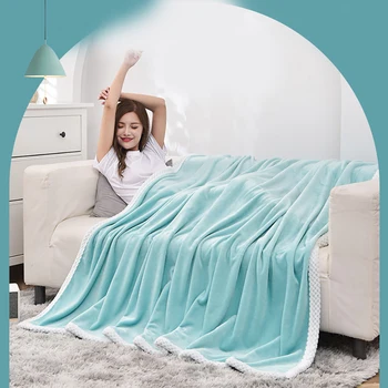 Ново гъст и топло двустранно супер меко луксозно плюшевое одеяло чист цвят може да се пере, без да излизате от флисового одеяла