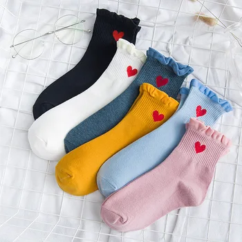 Обикновена шарени дантелени чорапи с долната тръба за момичета, обикновена чорапи памук с бродерия 